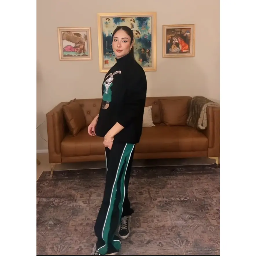 Bunny Graphic Oversized Tracksuit Set – Green Edition