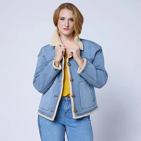 DG2 by Diane Gilman Stretch Denim & Sherpa Jacket DG2 by Diane Gilman Stretch Denim & Sherpa Jacket