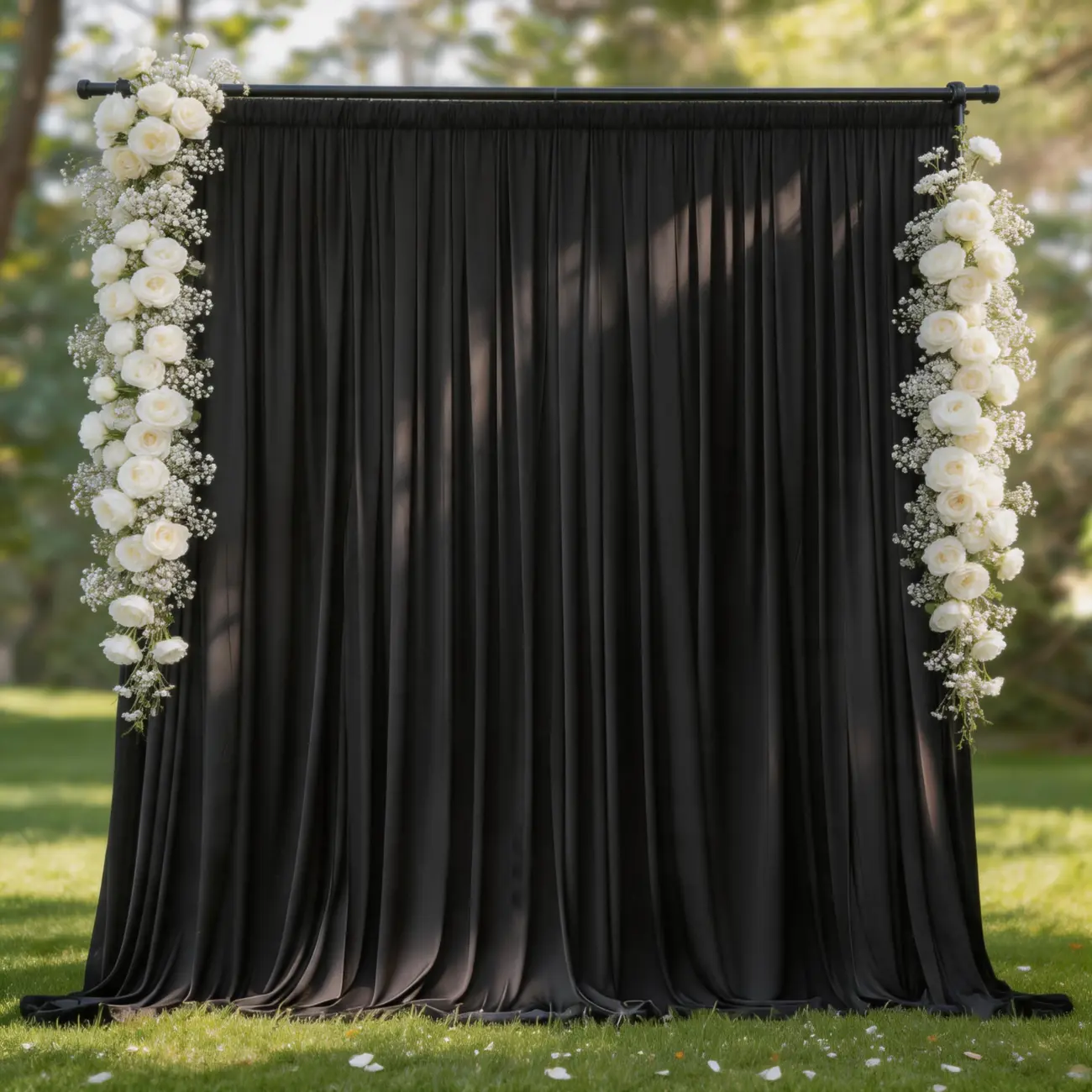 2 Panels 5x10ft Black Soft Polyester Photo Backdrop, Silky Smooth Flowing Fabric Drapes with Liquid Drape for Wedding, Party, Holiday, Photography Studio Background