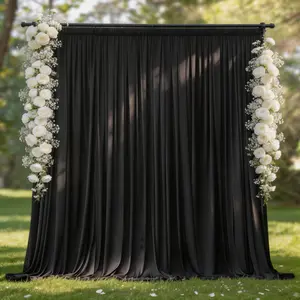 2 Panels 5x10ft Black Soft Polyester Photo Backdrop, Silky Smooth Flowing Fabric Drapes with Liquid Drape for Wedding, Party, Holiday, Photography Studio Background