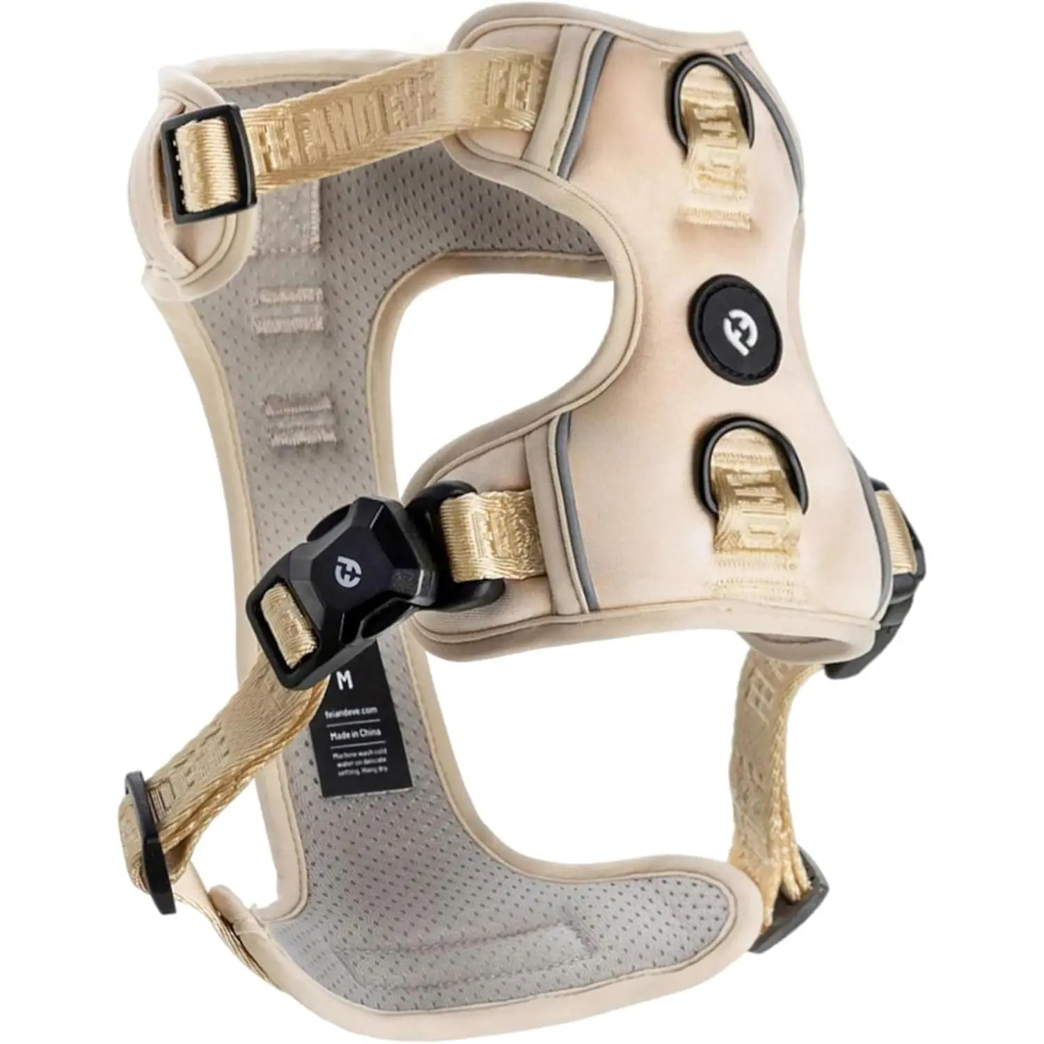 2026 New Editions, Fei and Eve Cloud MagEase Dog Harness, Quick-Release Buckles, Reflective, 3-Point No-Pull Control, Breathable Mesh, Adjustable Fit, X-Large, Champagne
