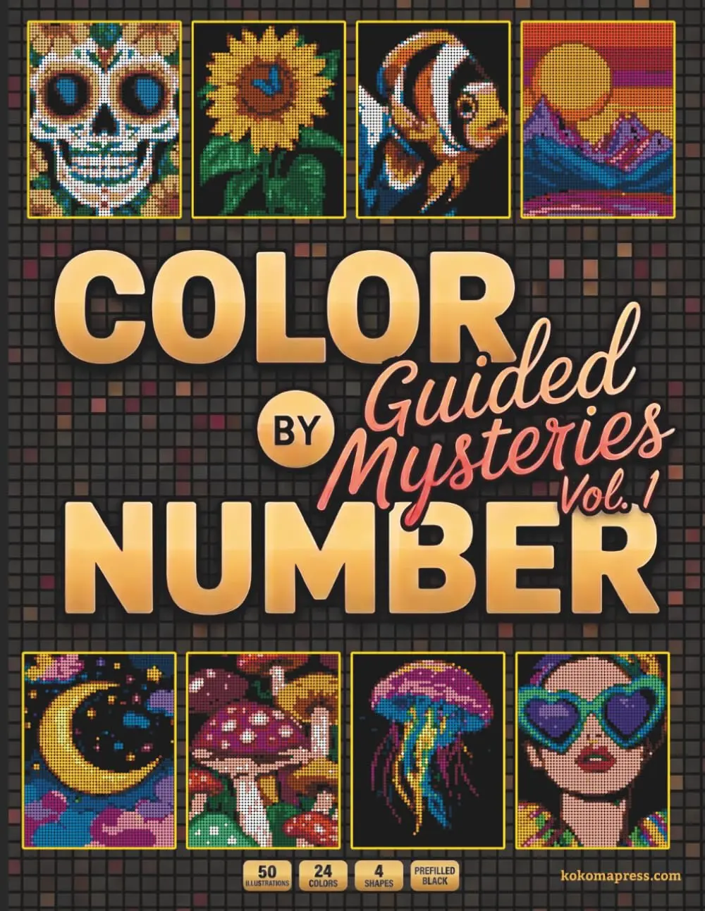 Color By Number: Guided Mysteries Vol. 1 - 50 Mosaic Illustrations with 24 Colors & Prefilled Black for Relaxing, Stress-Free Coloring (Adults, Teens & Seniors)