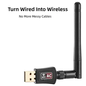 USB WiFi Adapter AC600Mbps 5G/2.4G Dual Band 802.11ac Wireless Network Adapter w/ 2dBi External Antennas For PC Desktop Laptop