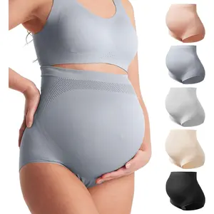 Women's Maternity High Waist Underwear Pregnancy Soft Seamless Maternity Underwear Over Bump