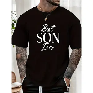 Men'S Best Son Ever T-Shirt - Casual Short Sleeve Round Neck Summer Solid Color Tee with Best Son Ever Print - Ideal Gift for from Parents - Hand Washable & Dry Cleanable - Male Casual Wear for E.Jpg Parties Beach & Sports Outdoor Clothing | All-Seaso