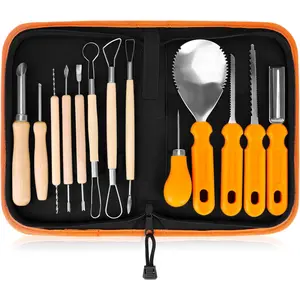 Halloween Pumpkin Carving Tools, Halloween Jack-O-Lanterns 13 Piece Professional Pumpkin Cutting Supplies Tools Kit Stainless Steel Lengthening and Thickening Elmchee