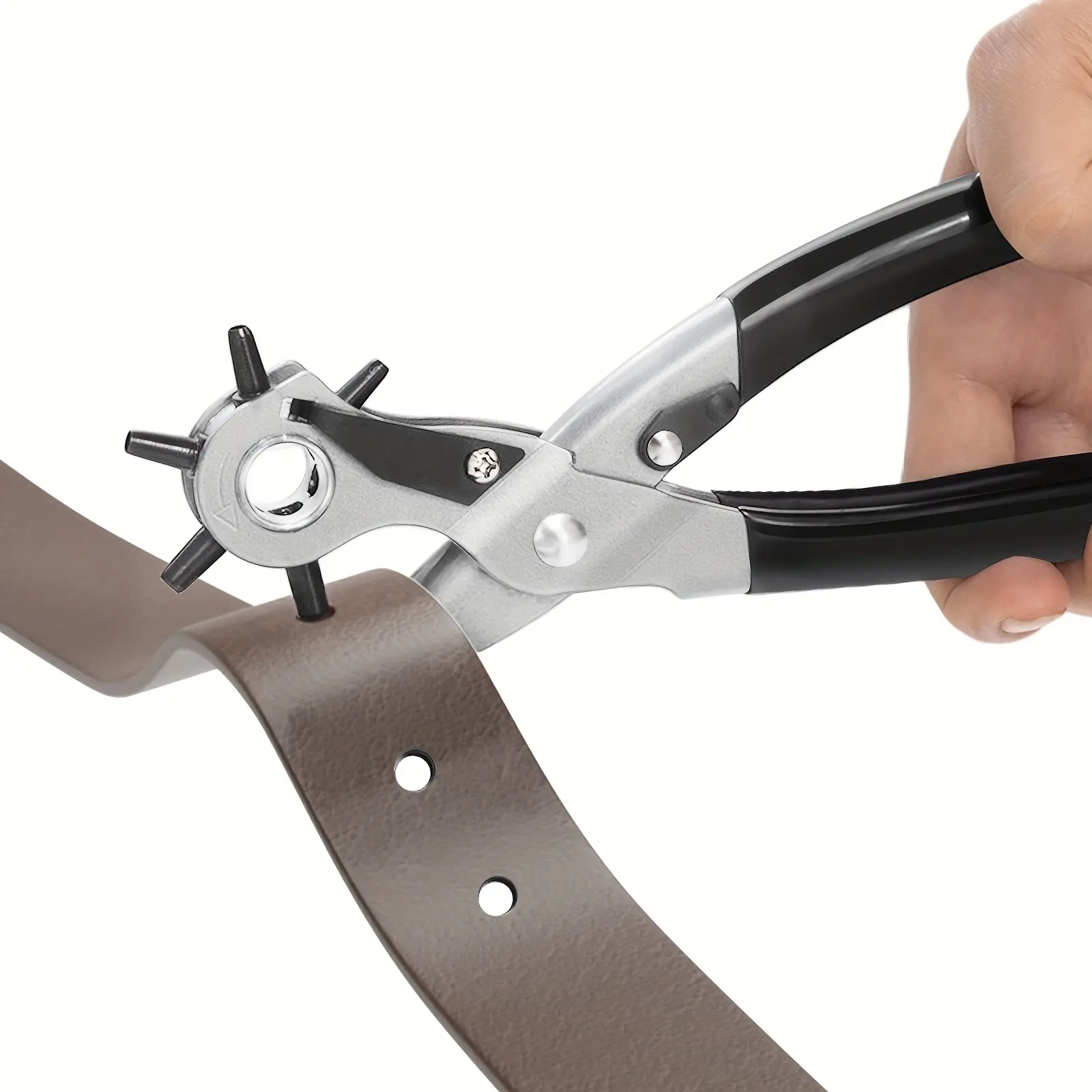 FORICOM Heavy Duty Rotary Puncher Kit - Upgraded 6-Hole Diy Tools for Leather Belts, Perfect Round Hole Creation for Home & Party DIY Projects