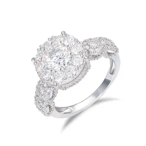 【##R316】S925 Silver Lab-Created Moissanite Women Wedding Ring Round Cut D Color VVS Synthetic Moissanite Engagement Ring Shining UCCIYO Jewelry