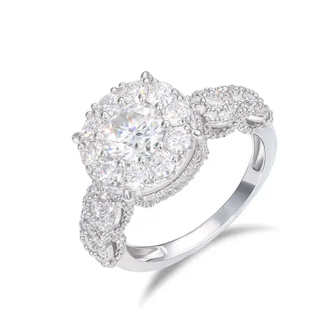 UCCIYO Wedding Ring R710 S925 Silver Lab-Created Moissanite Women Wedding Ring Round Cut D Color VVS Synthetic Moissanite Engagement Ring Shining Bridal Statement Ring UCCIYO Jewelry【#R710】