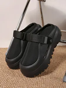 Mule Slip-On Half-Slipper, Spring & Fall New Style, Couple Mesh Breathable Two-Way Slippers, Lightweight Thick Sole, Elevating Casual Shoes