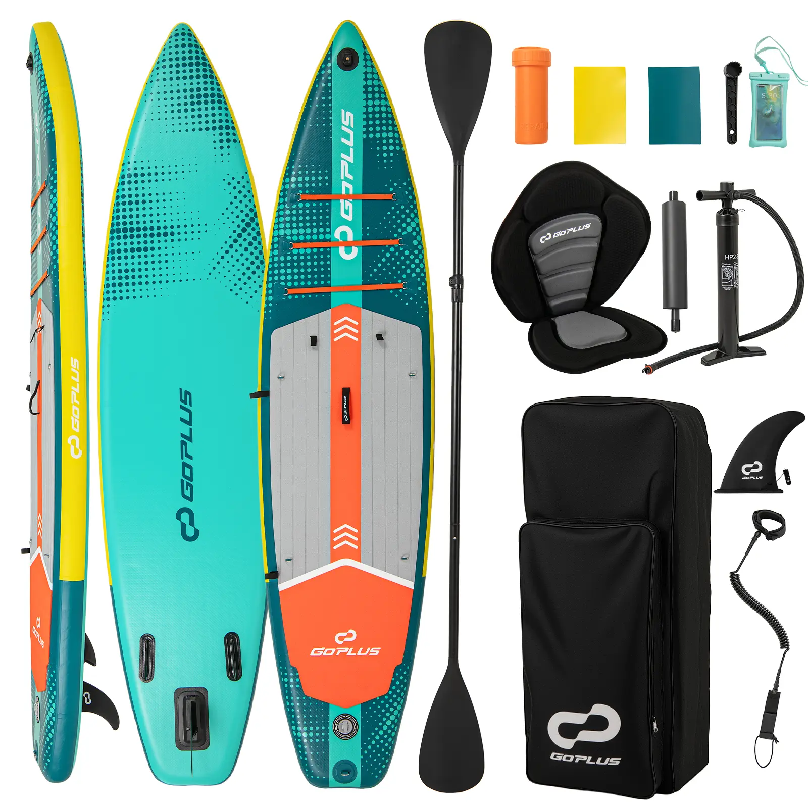 COSTWAY - 11 Feet Inflatable Stand Up Paddle Board with Kayak Seat for Adults-L