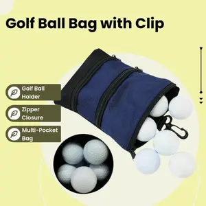 Golf Ball Bag, 1 Count Portable Zipper Golf Ball Storage Bag, Golf Accessories Bag for Storing Ball, Tee, Phone, Key, Card & Cash