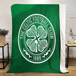 Celtic Clover printed cute cartoon plush blanket suitable for all seasons, soft and comfortable sofa mattress office outdoor blanket camping travel home plush black five Christmas holiday gift C1733