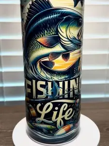 Washable fishing themed tumbler Drinkware - Elegant Design for Fishing Enthusiasts Bottle to keep your beverages cold or hot daily