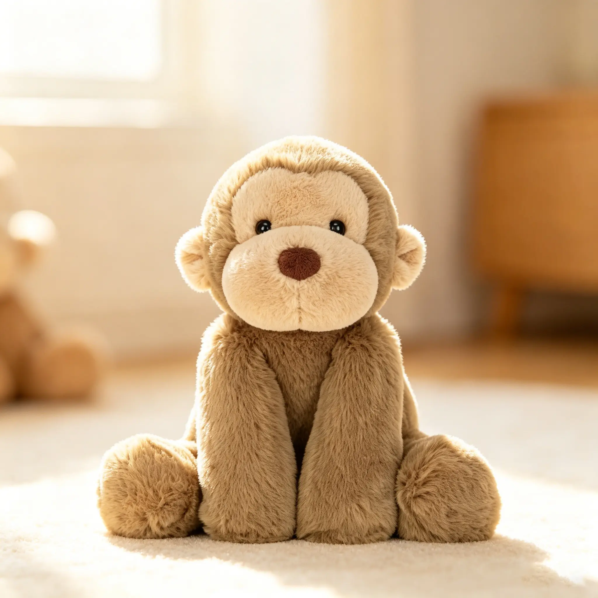 24cm Cute Smudge Monkey Plush Toy, Zoo Themed Soft Cotton Stuffed Animal Doll, Medium Easy-to-Grip Huggable Monkey Plushie, Comfort Play Buddy & Birthday Gift for Kids