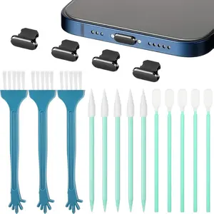 Dust Plug, Metal Phone Port Cover, Compatible with iPhone 14/13/12/11, Lightning Connector Cleaning Tool Kit