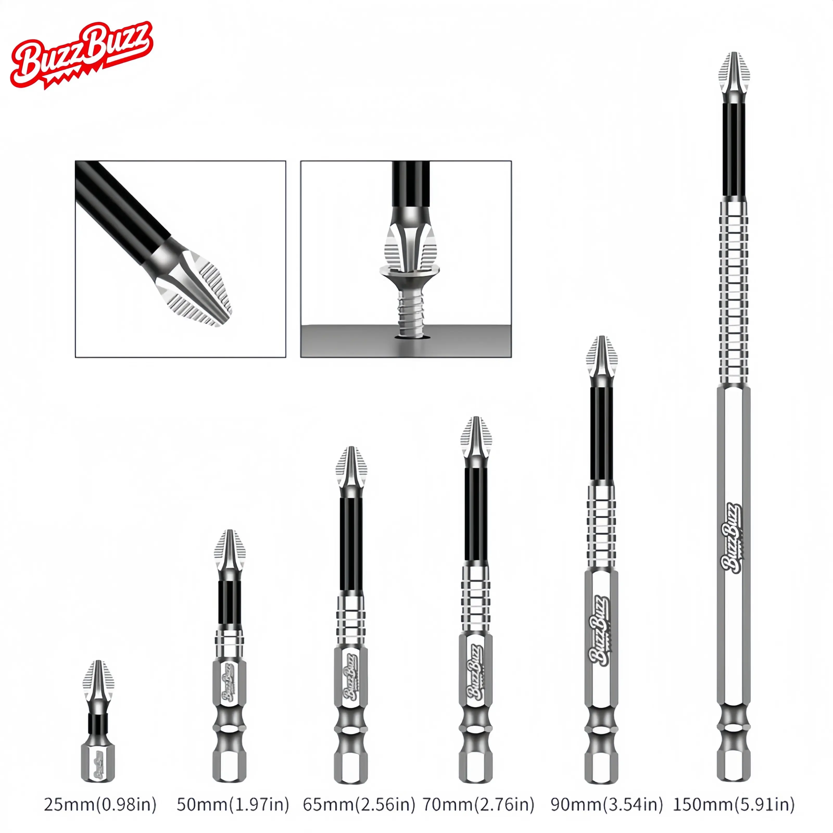 6pcs K5 lmpact-Resistant and Non-SlipBit,lmpact Driver Bit Set,Titanium AlloyImpact Non-Slip Cross Head,High MagneticScrewdriver Drill Bit