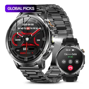 MEVADEN 1.85 inch Large Screen Men Smart Watch, Bluetooth, Answer/Make Call Message Reminder, 100+ Sports Modes Fitness Tracker,1000mAh Large Battery, Outdoor Sports LED Flashlight Smartwatch,Steel Case