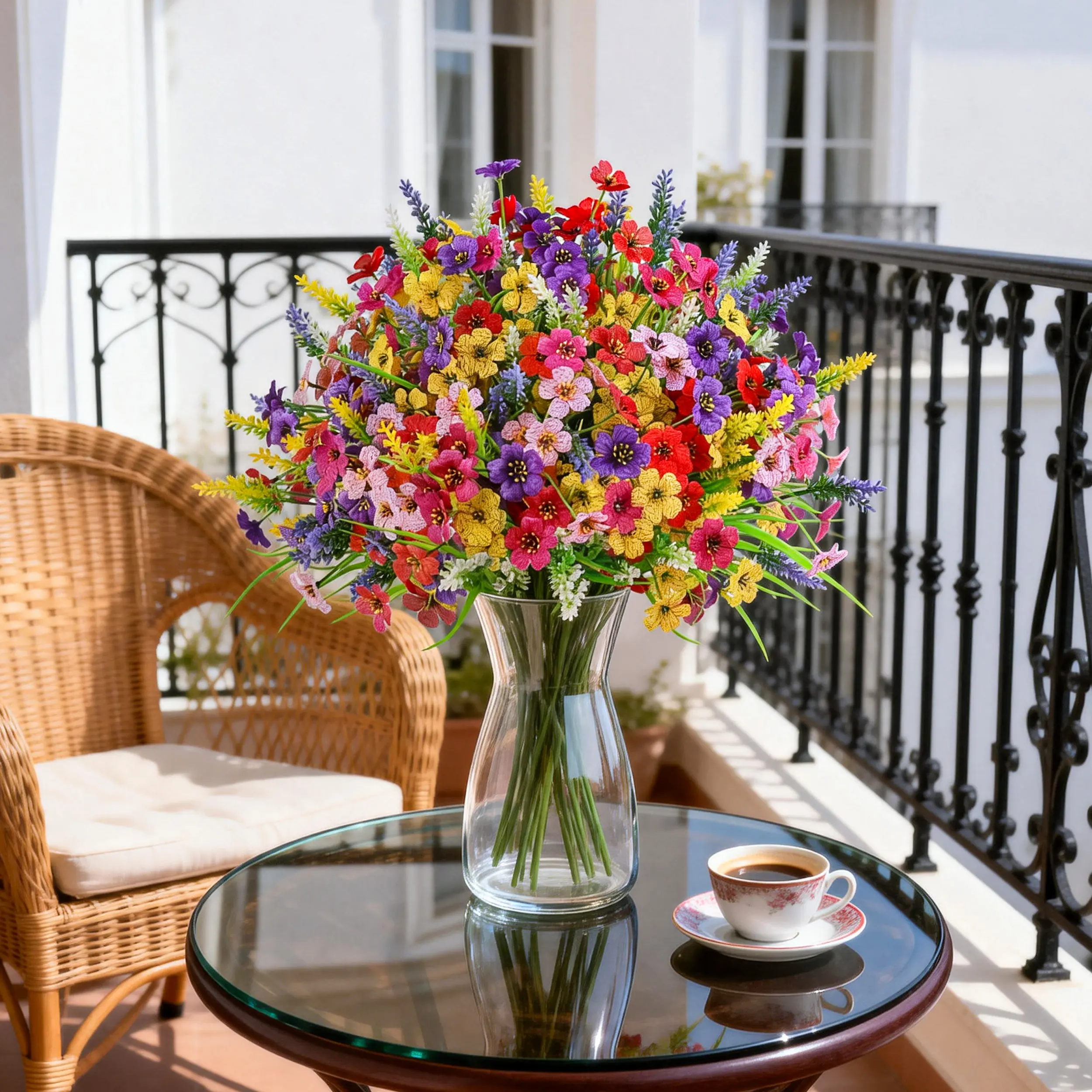 Der Rose 24 Bundles Artificial Flowers for Outdoor Fake Spring Flowers Plants UV Resistant for Home Garden Porch Window Wedding Decor Decoration Decorative Mid Year Sale
