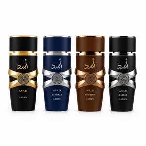 (4pc Bundle) Lattafa Asad + Asad Zanzibar + Asad Bourbon + Asad Elixir for Men, 3.4fl oz (100mL)