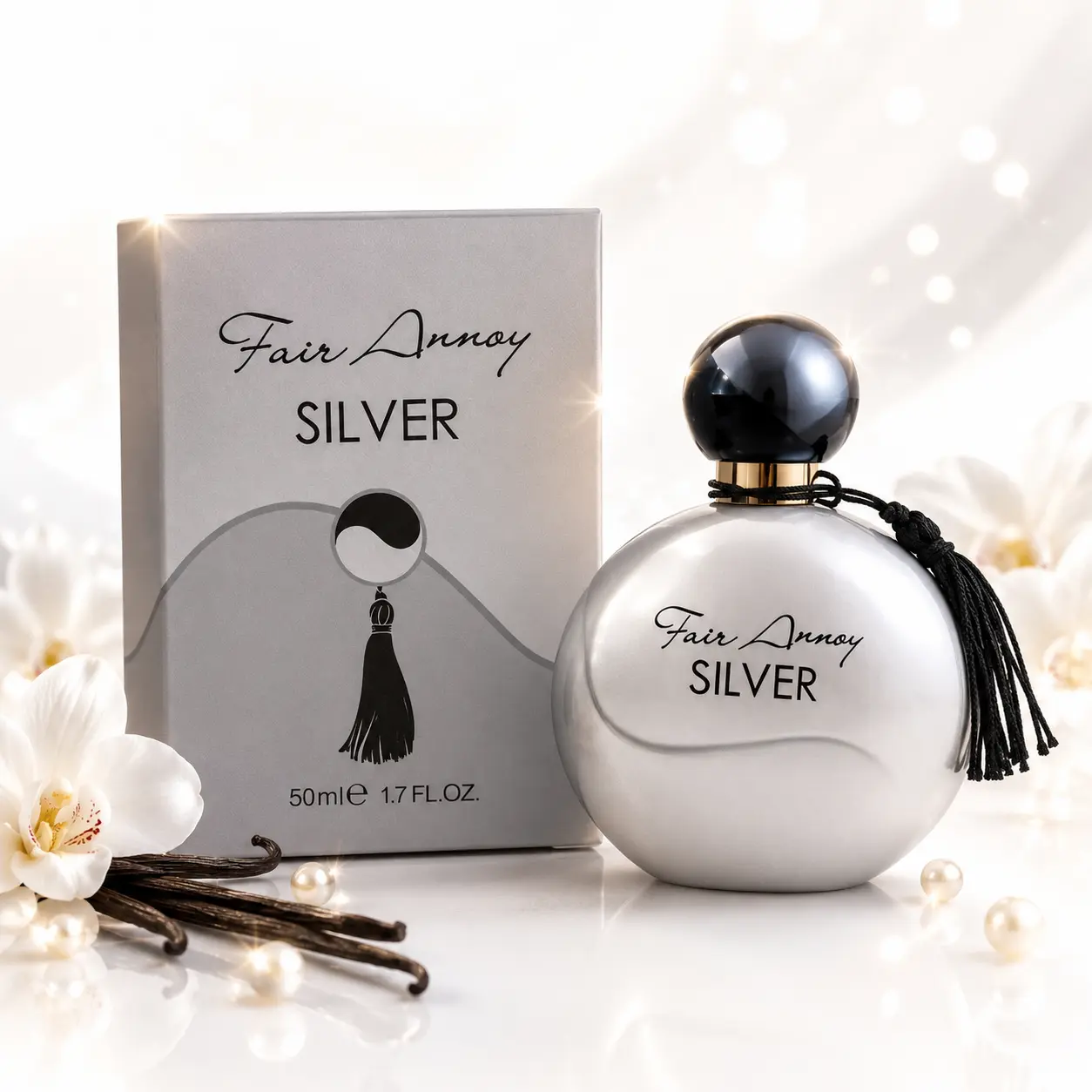 Fair Annoy Silver Eau de Parfum 50ml - Long Lasting Fresh Woody Fragrance Unisex Perfume with Tassel Design, Luxury Scent Gift for Him Her