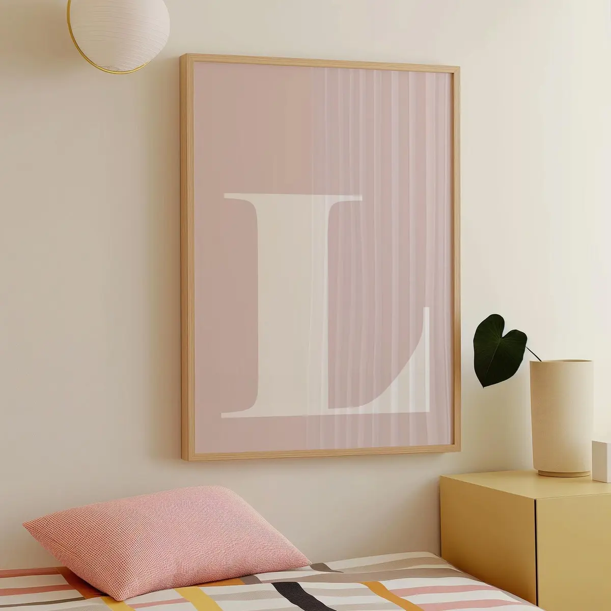 Letter “L” Wall Art Print, Blush Pink Alphabet Poster for Nursery or Kids Room, Big Single Initial Decor, 5 Size, 8x12 to 27x40 inch, Room Decor, Unframed