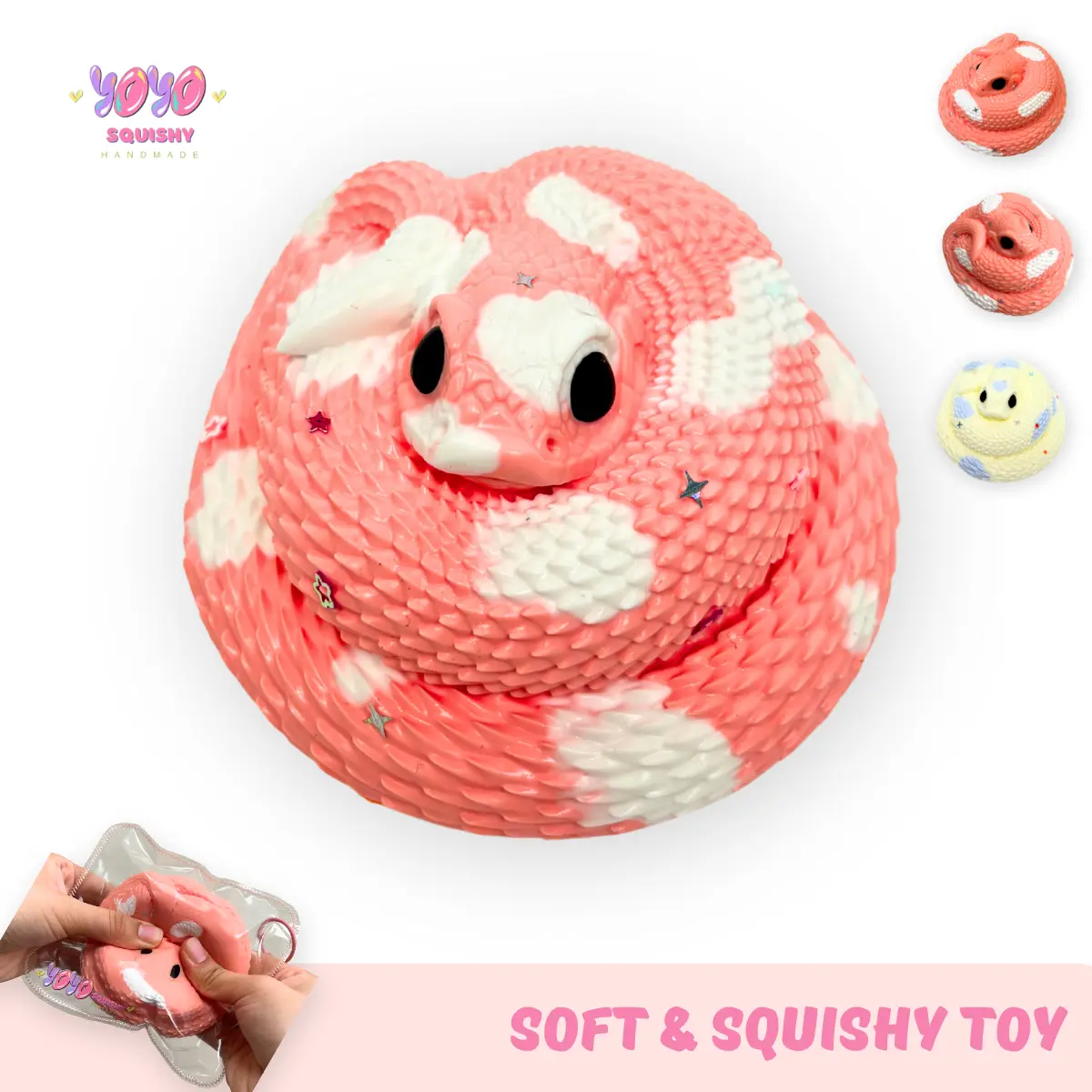 YOYOSQUISHY Snake Taba Squishy Toy, Stress Reliever, Decompression Squeeze Toy, Fidget Stress Ball, Sensory Fidget Squishies, Squeeze Stress Relief, Calming Stress Ball