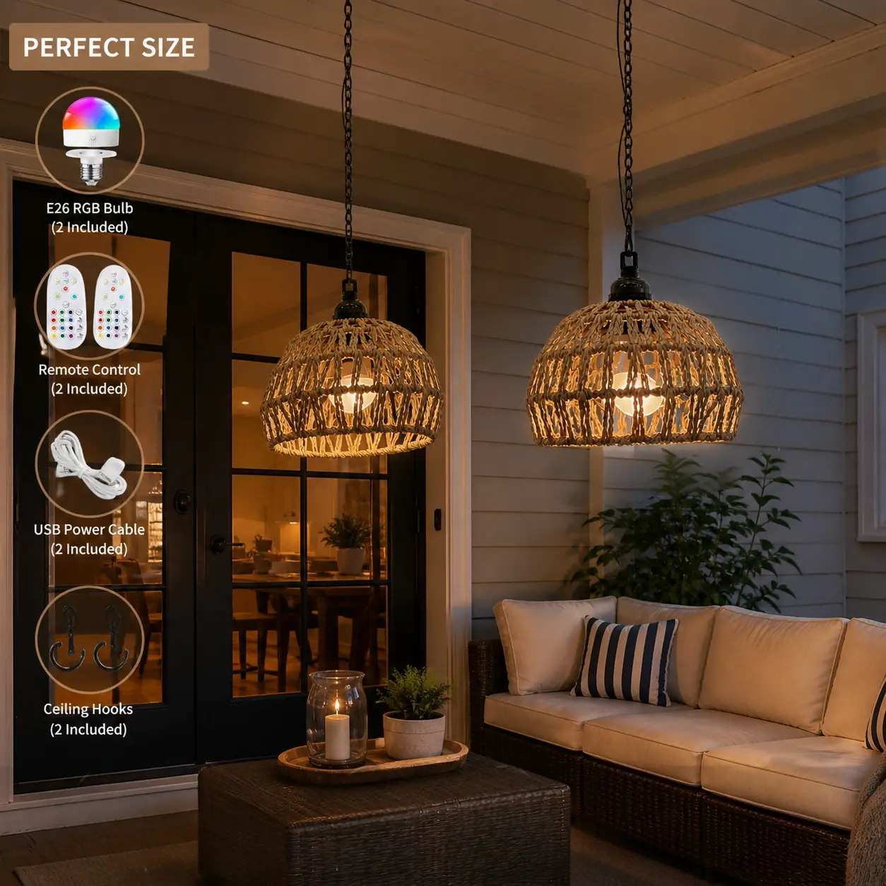 Wireless Outdoor Hanging Light for Patio, Balcony & Garden – No Tools Needed, Remote Control LED Lamp Wireless Outdoor Hanging Light for Patio, Balcony & Garden – No Tools Needed, Remote Control LED Lamp