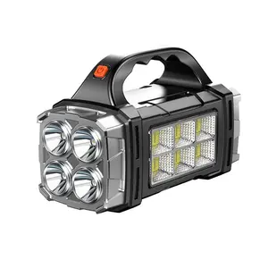 Portable LED Camping Light, USB Rechargeable or Solar Powered Outdoor Flashlight, Compact and Sturdy Small Outdoor Handheld Flashlight for Hiking, Camping