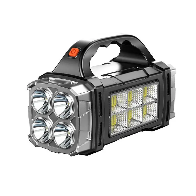 Portable LED Camping Light, USB Rechargeable or Solar Powered Outdoor Flashlight, Compact and Sturdy Small Outdoor Handheld Flashlight for Hiking, Camping