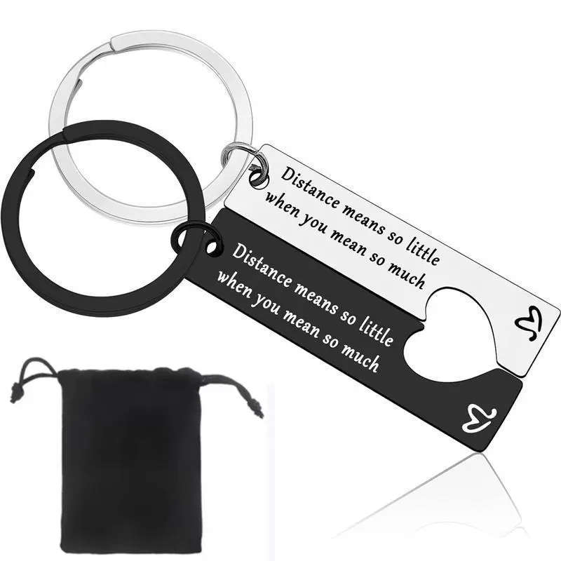 Couple Keychain Set for Boyfriend Girlfriend Him Her Husband Long Distance Relationship Valentines Birthday Anniversary Gifts