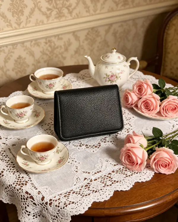Mini Leather Wallet On A Chain - For Women Ladies Clutch Purses Small Wallet Crossbody Bag Zip Wallets - Luxury Stylish Design Leather - Gift Present - Travel Essentials Daily Use School/Office - Black - Genuine Authentic