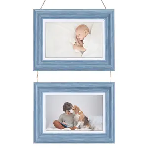 REGALWOVEN Hanging Collage Picture Frames, Photo Rustic Frame with Rope for Wall Decor 4x6 Inch
