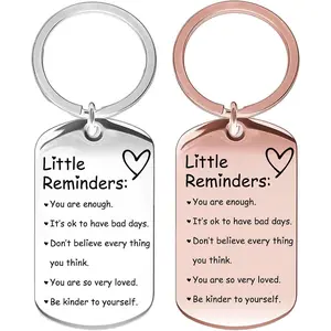 2 Pcs Little Reminders keychains for women Men Gifts Uplifting Mental Health confirmation You Are Enough Keyring Silver & Rose Gold