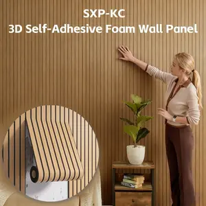3D Realistic Stripe Self-Adhesive Wallpaper, Thickened Hardwood Look Wall Panel, Easy Installation, Modern Home Decor for Living Room & Bedroom
