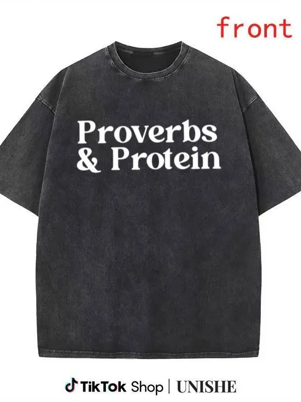 Workout Graphic T-Shirt by MAPTEES – Motivational Proverbs & Protein Gym Wear Oversized Crewneck Fitness Mindset Unisex Short Sleeve Athleisure Top