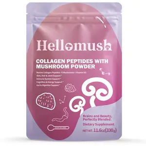 Hellomush Premium Hydrolyzed Collagen Peptides Powder Supplement for Women & Men With Mushrooms Lion's mane - Pure Unflavored Organic Collagen Powder for Skin, Hair Growth, Joint Health & Bone Support