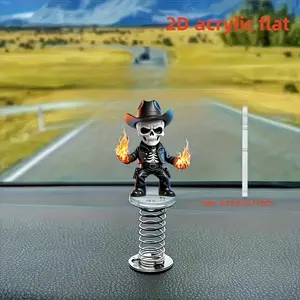 A Stylish 2D Flat Skeleton - an Acrylic Dashboard Ornament with a Vibrant Design, Suitable for Car Interiors, Office Desks, And Home Decor, Adding Fun to Any Space