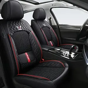 KOLZIIS Seat Covers, Car Seat Covers Full Set, Black Car Seat Cover, Car Seat Covers Front Seats Back Seat Cover, Waterproof Car Seat Cushion, Leather Seat Covers Seat Protector Fit for Most Cars ice silk