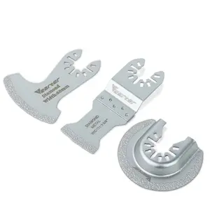 Vearter 3PCS Vacuum Brazed Diamond Segment Swing Multi-tool Oscillating Blade Mortar Cutting Saw Blades Precise for Grout Removal