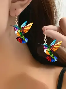 Hummingbird Design 2D Acrylic Dangle Earrings, High Quality Earrings, Fashion Jewelry for Party, Daily Clothing Decor, Trendy All-match & Exquisite Jewelry for Gift, Statement Earrings