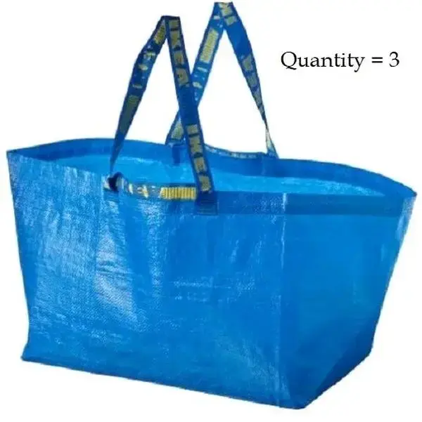 IKEA FRAKTA High-Capacity Lightweight Reusable Shopping Bag - 3 PC Large Plastic Organizer, 22" x 14" x 14", 20 kg Load, for Grocery Shopping, Laundry Tote, Storage Carrier, 19 Gl, Multi-Function