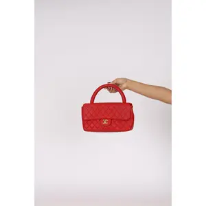 Pre-owned CHANEL Designer Handbag/Wallet Ultra Rare Medium Kelly Parent Flap Red Lambskin 1995 24K GP Drop 4