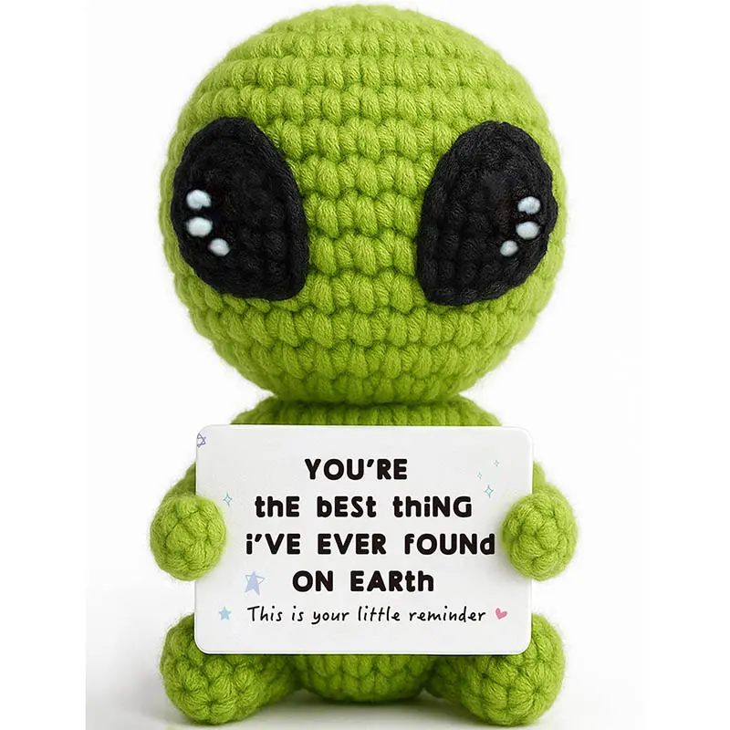Unique Crochet Alien Gift Set, Kawaii Stuffed Animals, Soft Huggable, Amigurumi, Perfect for Boyfriend, Girlfriend, Anniversary, Valentine's Day, Birthday, Christmas, Romantic Fun Present