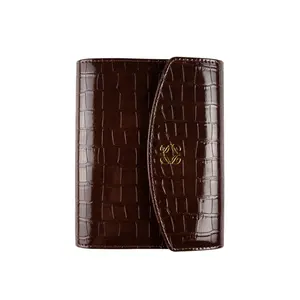 Chocolate Croc Personal Planner | Glossy Vegan Leather 6-Ring Binder with Inserts, Pen & Vision Board