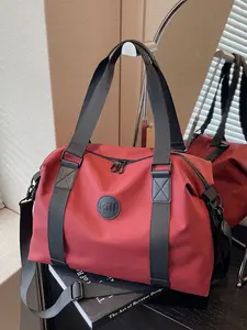 Large capacity travel tote bag, solid color and clean color tote bag, zipper closure, fashionable and versatile, casual and simple, suitable for college students, school trips, travel, fitness, men's and women's travel bags, Travel Duffle Bag