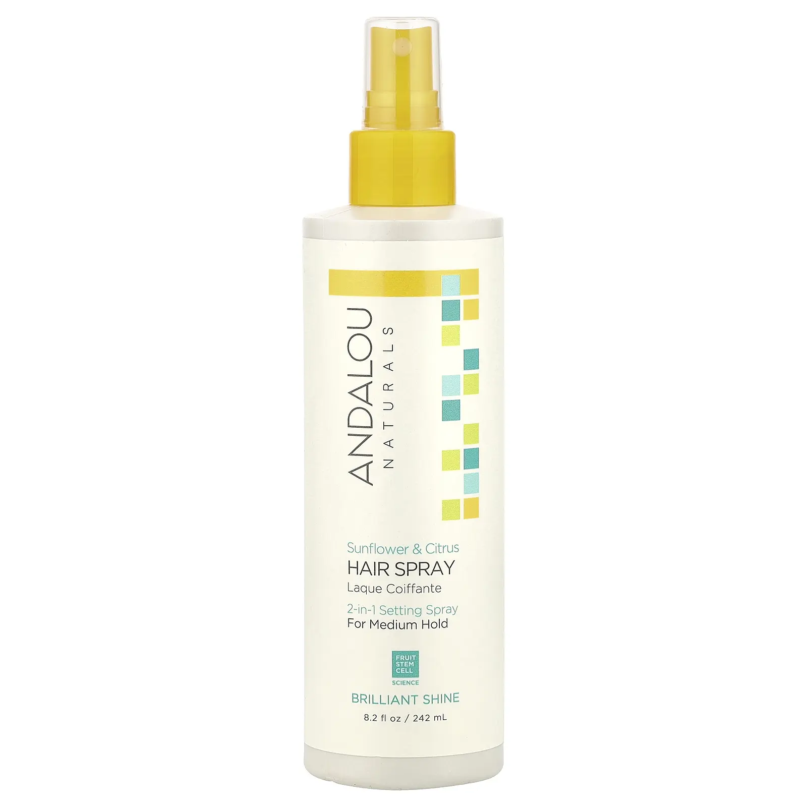 Andalou Naturals Hair Spray, Brilliant Shine, For Medium Hold, Sunflower & Citrus , 8.2 fl oz (242 ml)