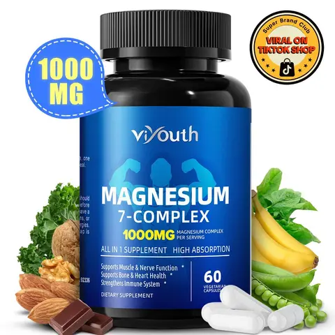 Viyouth 1000mg Magnesium Complex - 10 Elemental Magnesium Complex & Zinc for Calming Sleep & Relax - Dietary Supplement for Hair Health Digestive Detox & Cortisol Balance-3rd Party Tested Tablets Fitness, magnesium glycinate Vitamin Healthcare