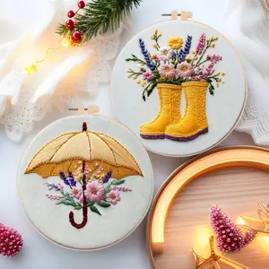 Beginner Embroidery Kit, Elegant Cross Stitch Set, Egg Flower Pattern, DIY Embroidery Supplies, Includes Printed Cotton Fabric, Thread, Needle