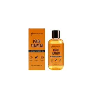 Shea Butter Body Oil (peach) Peach Yum Yum, Refreshing Smooth Lightweight Hydrating Absorbing Moisturizing Body Care Oil, Easy Absorption, Locks in Moisture, Peach Scented